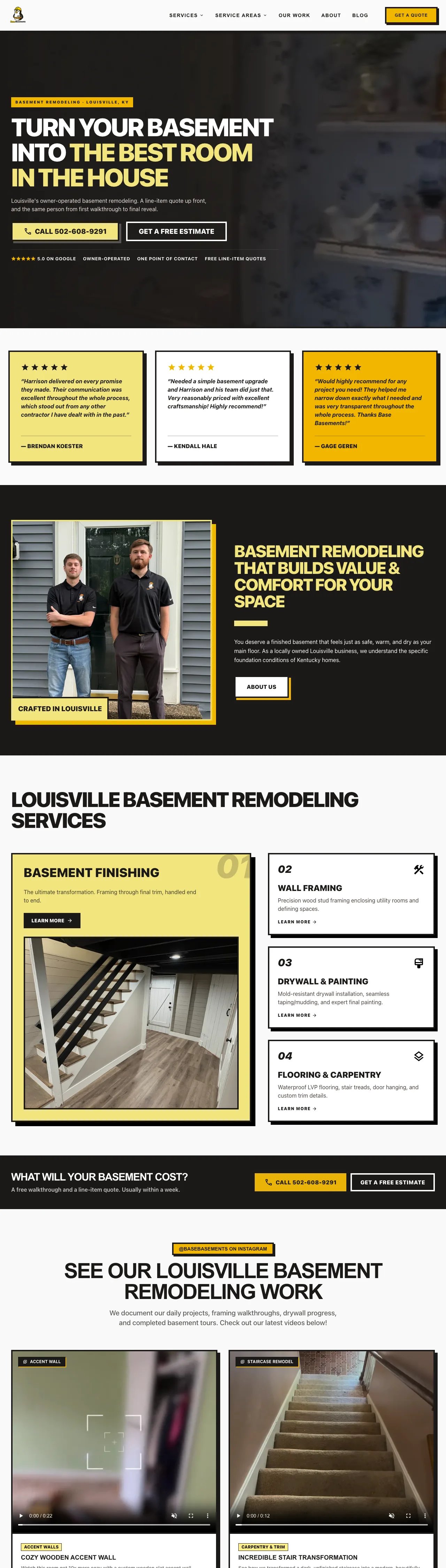 Base Basements — new website built by Sloan's Websites