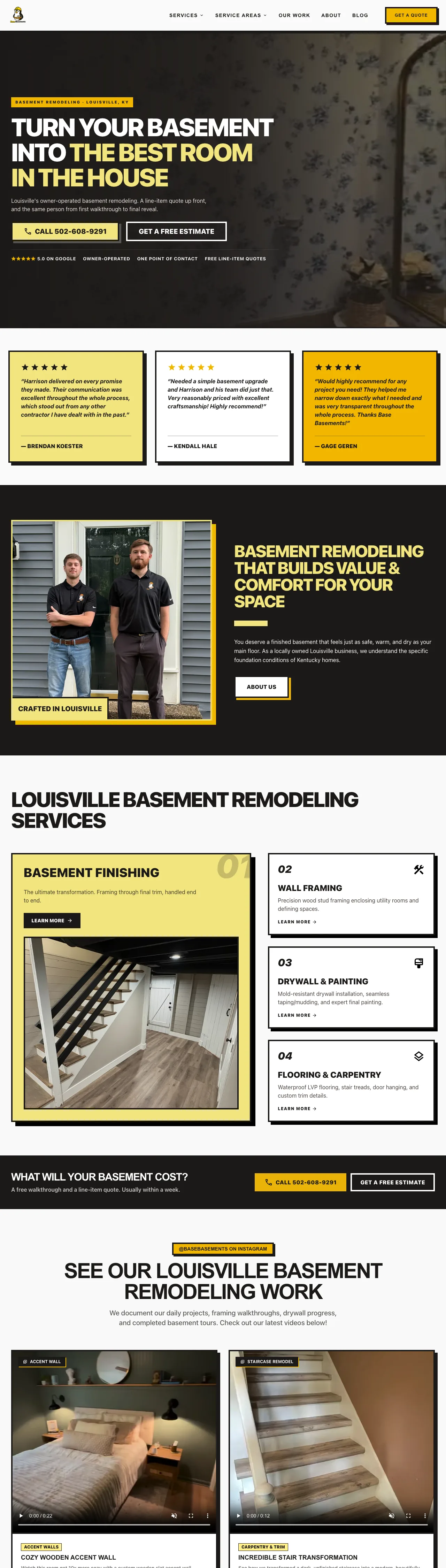 Base Basements — new website built by Sloan's Websites