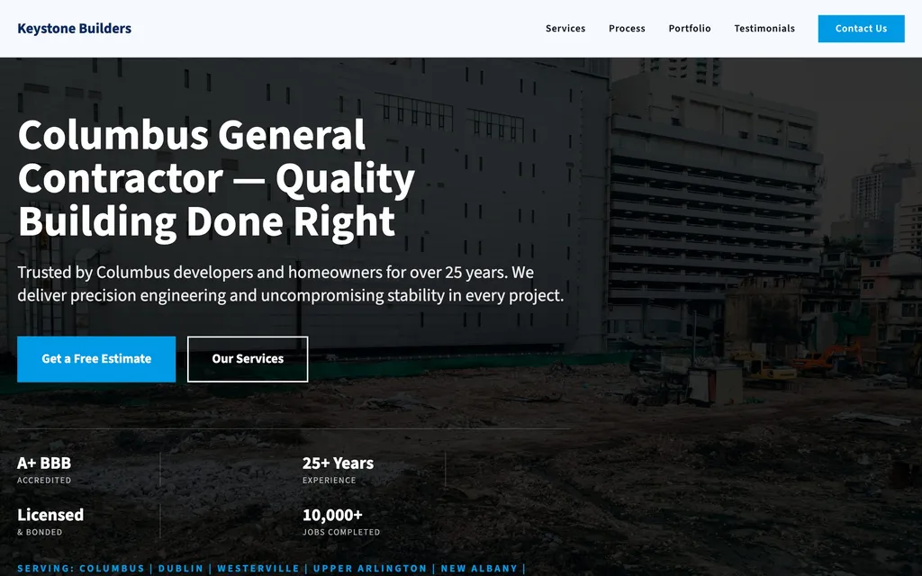Keystone Builders website mockup