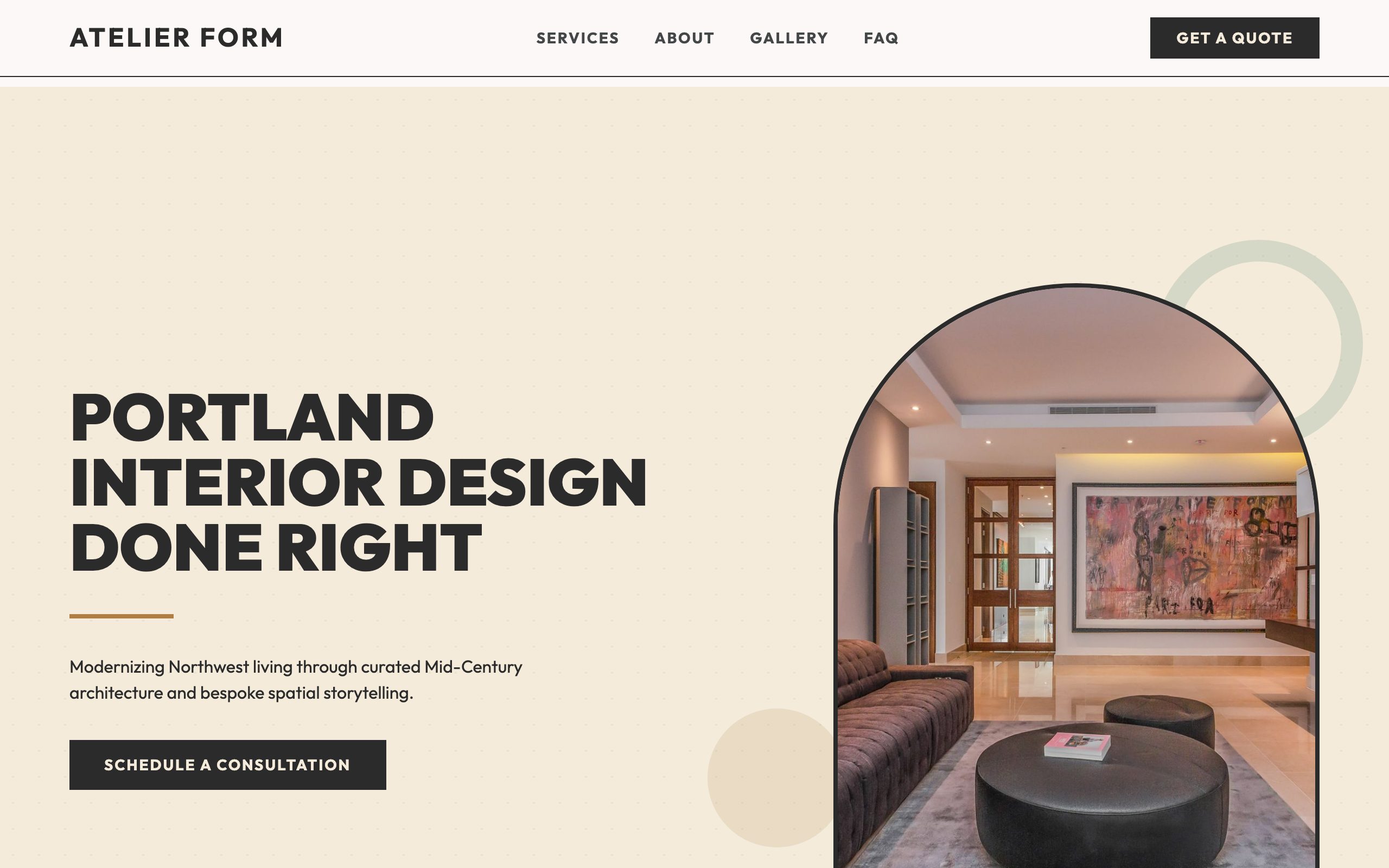 Atelier Form Interiors website mockup