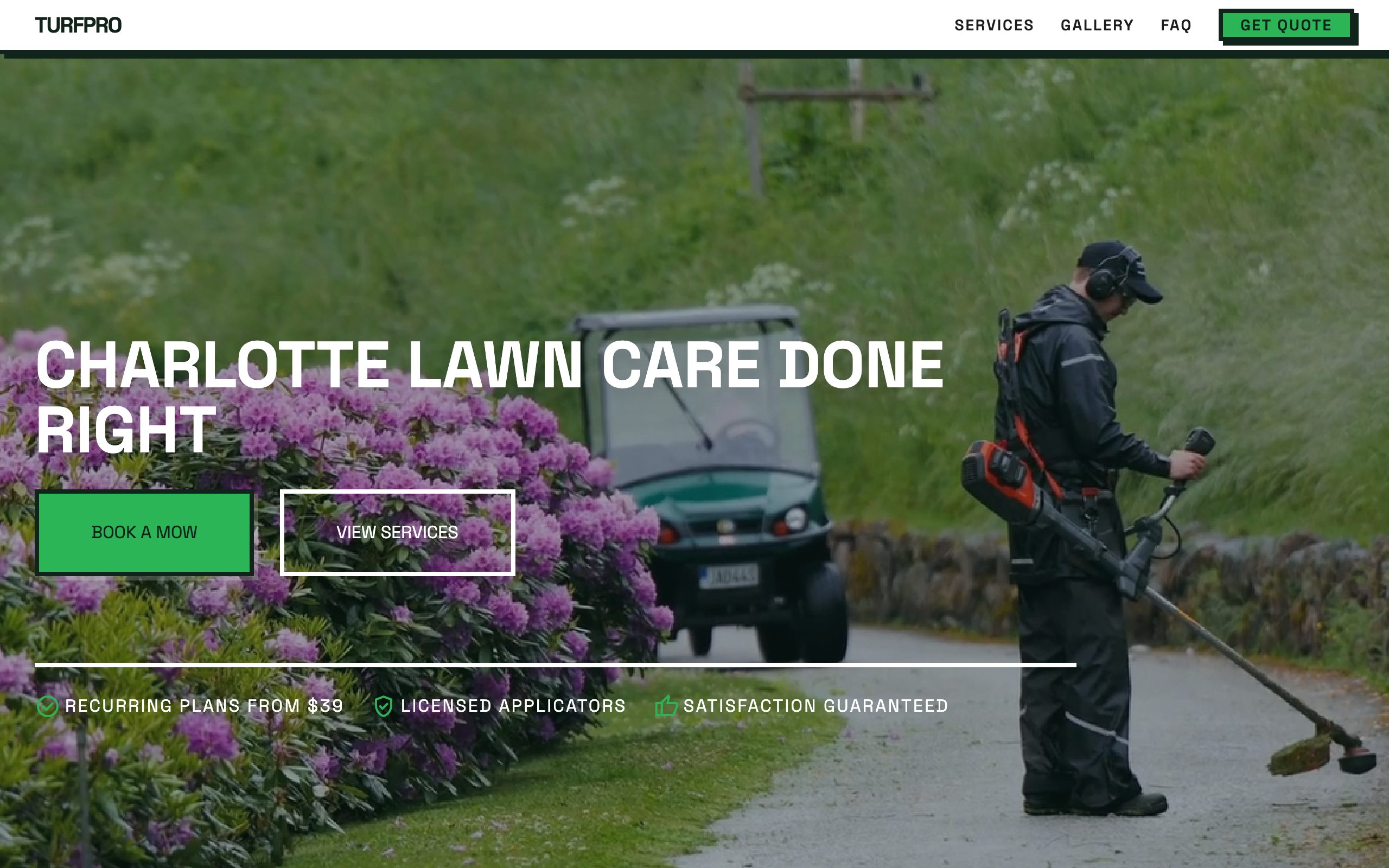 TurfPro Lawn Care website mockup