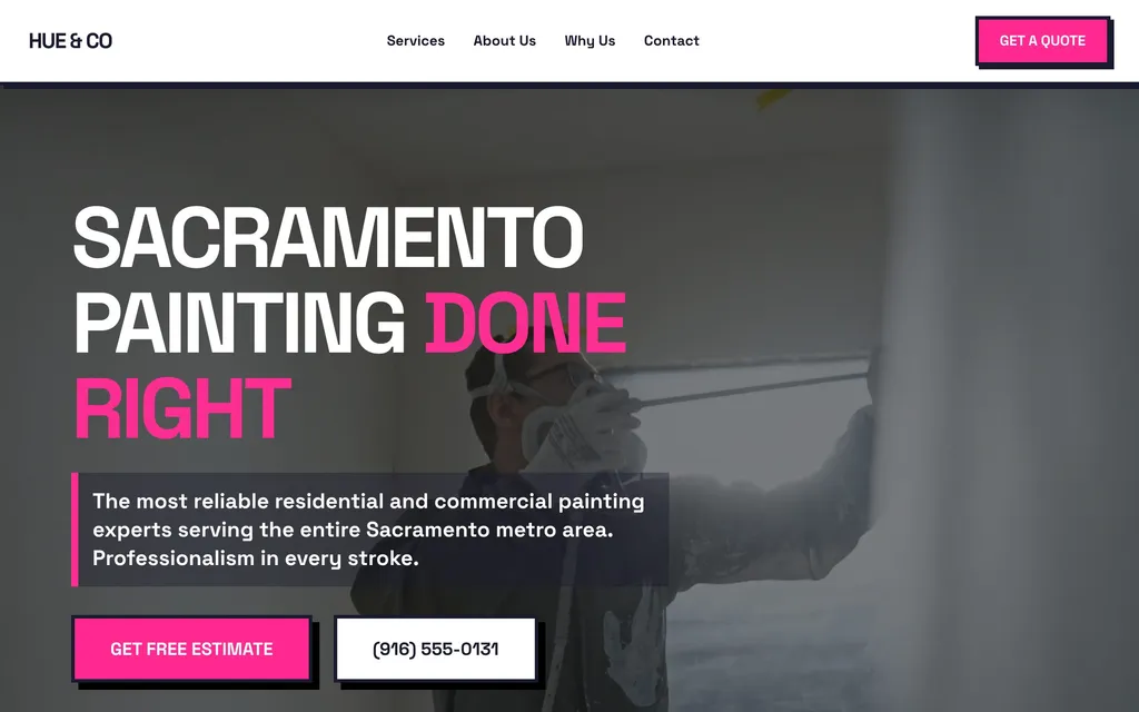 Hue & Co Painting website mockup