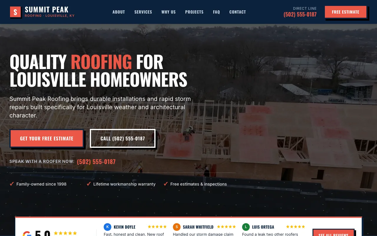 Summit Peak Roofing website