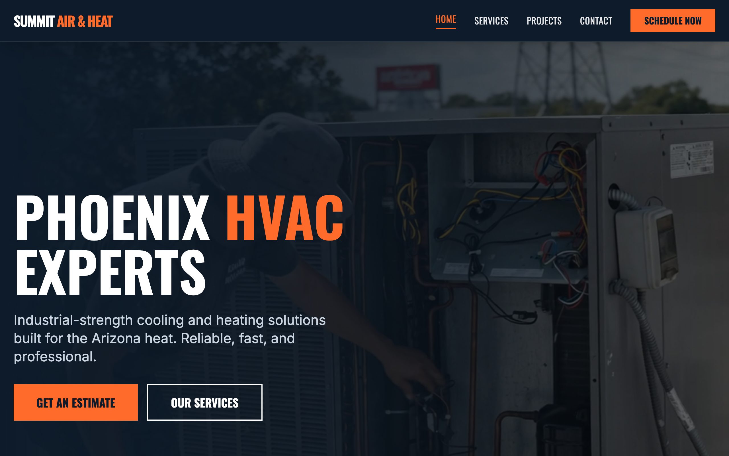 Summit Air & Heat website mockup