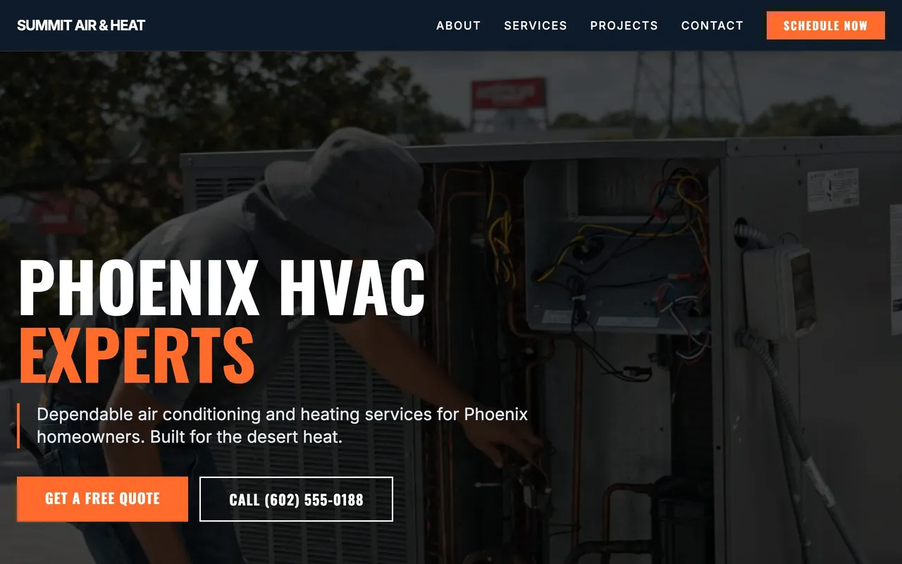 Summit Air & Heat website mockup