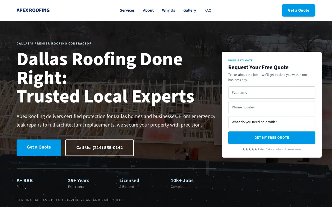 Apex Roofing mockup