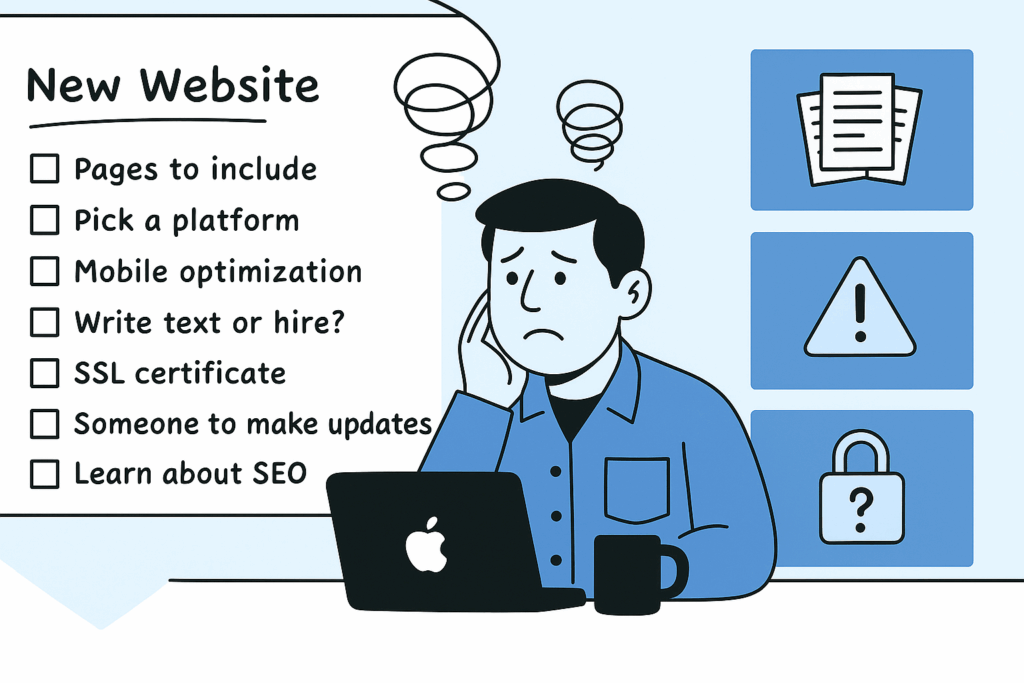 A web design customer looking confused